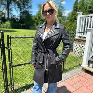 Burberry black trench leather and studs